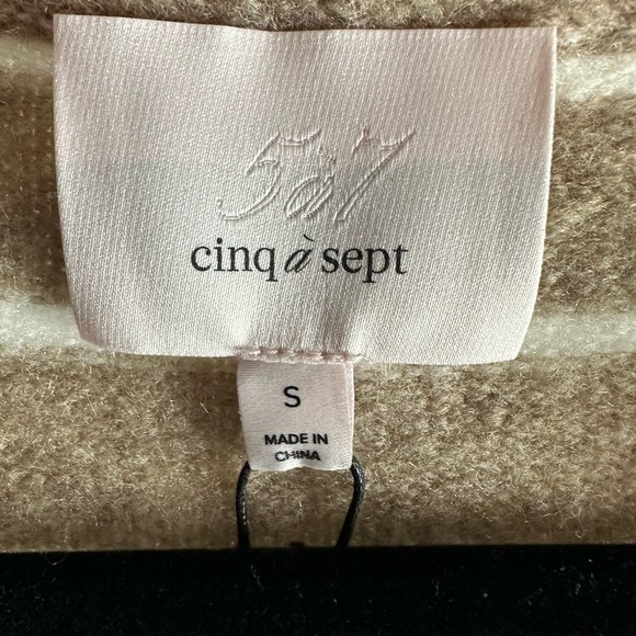CINQ À SEPT Atlas Striped Wool Blend Cardigan Size Small Dark Oatmeal - Picture 4 of 12